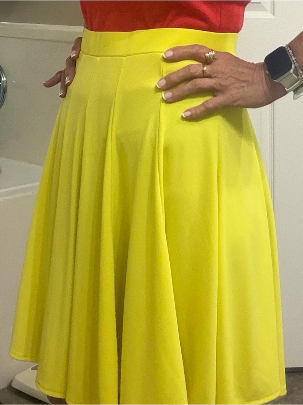 INC International Concepts Bright Yellow Skater Circle Skirt